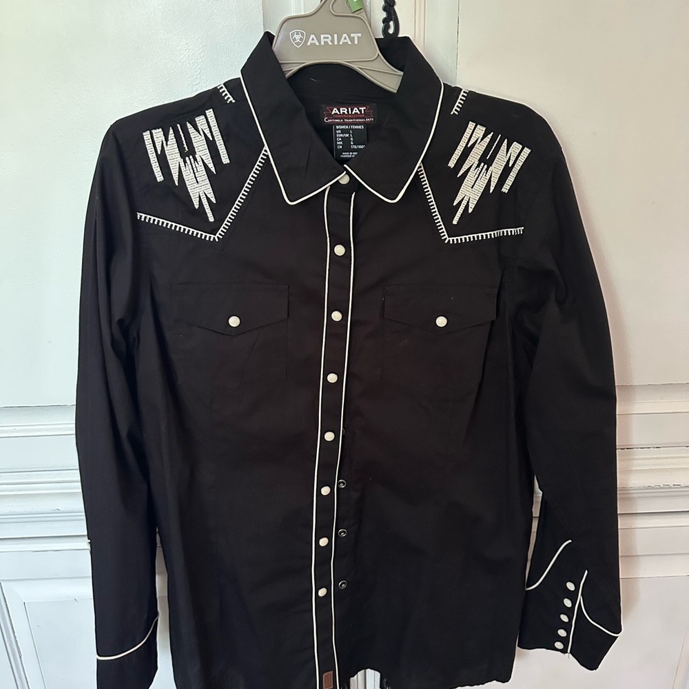 Ariat Chimayo Black Shirt with White Stitching